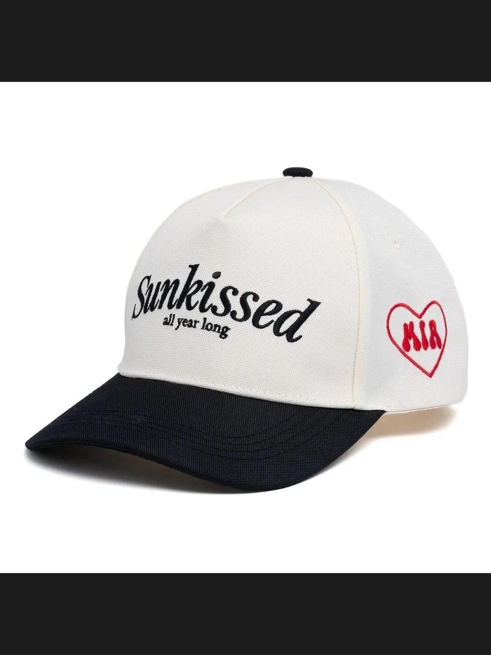 Mayamar "Sunkissed All Year Long" Embroidered Baseball Cap - White & Black